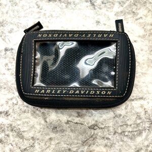 VINTAGE Harley Davidson Handle Bar Windshield Tool Bag Leather Winged Logo